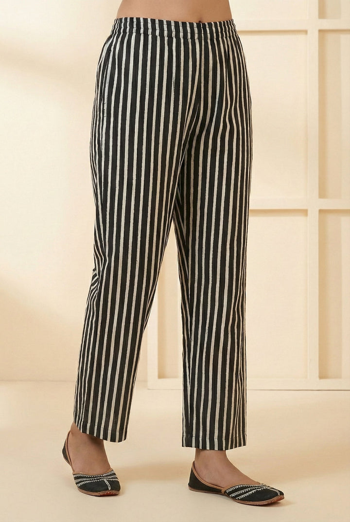 Neerus Black cotton hand embroidered suit set - detail view 4