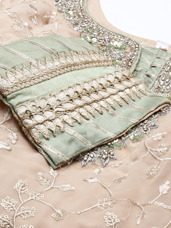 Neerus Green georgette kurta set - detail view 2