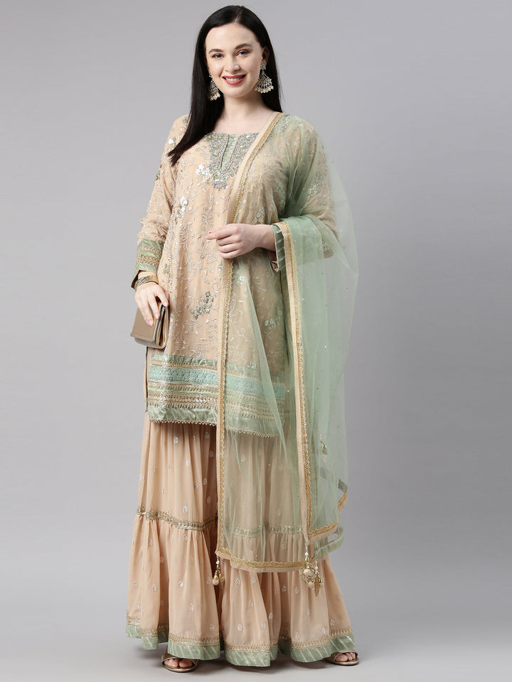 Neerus Green georgette kurta set - detail view 8