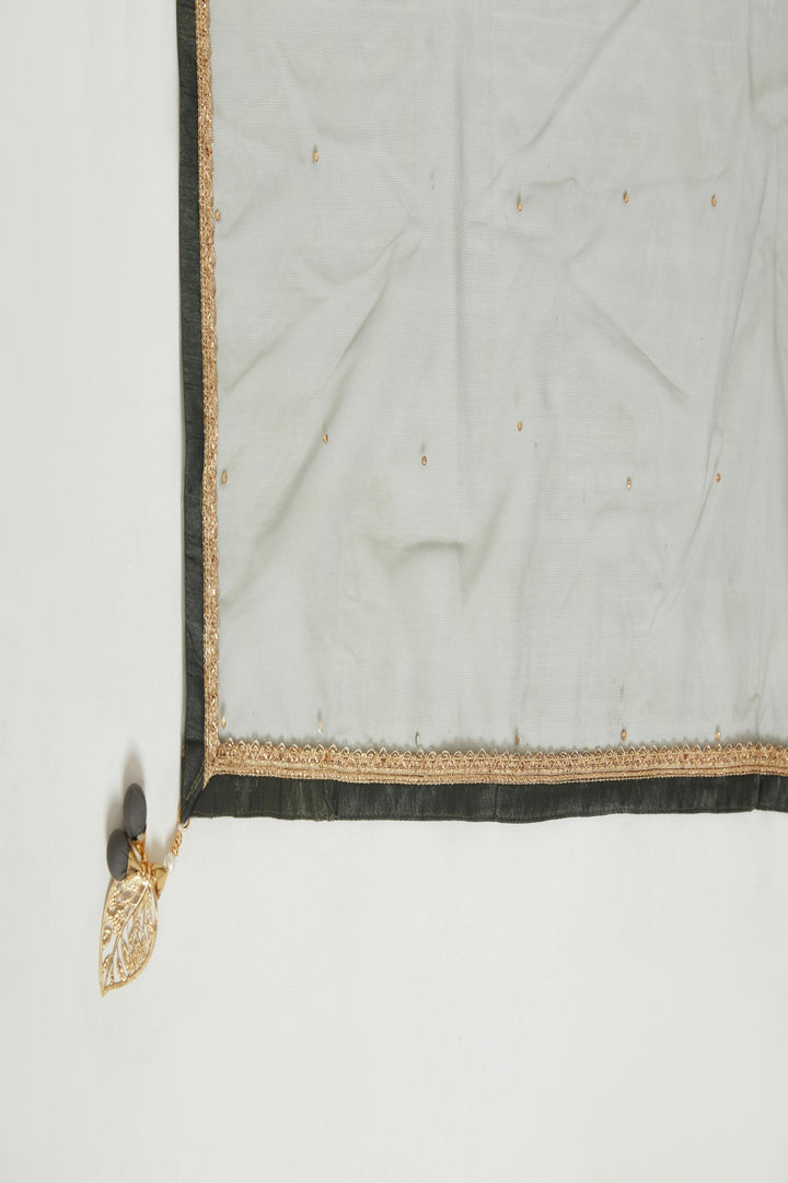 Neerus Grey silk embellished lehenga choli set - detail view 4