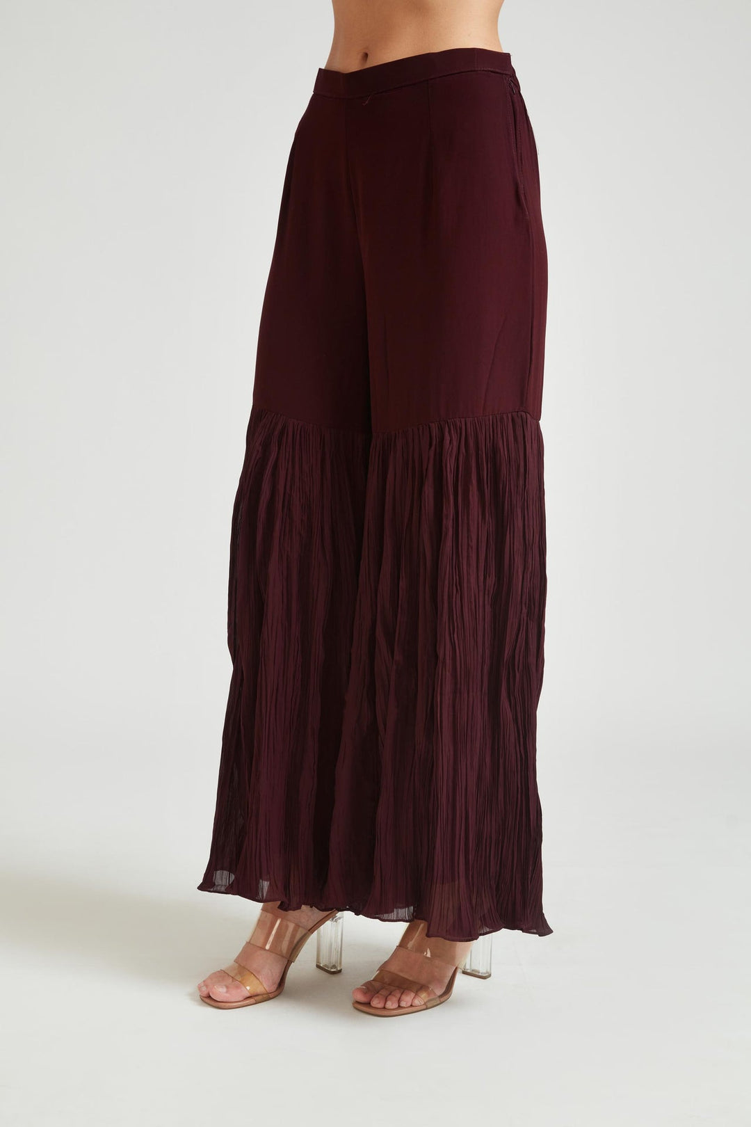 Neerus Brown georgette printed kurta set - detail view 2