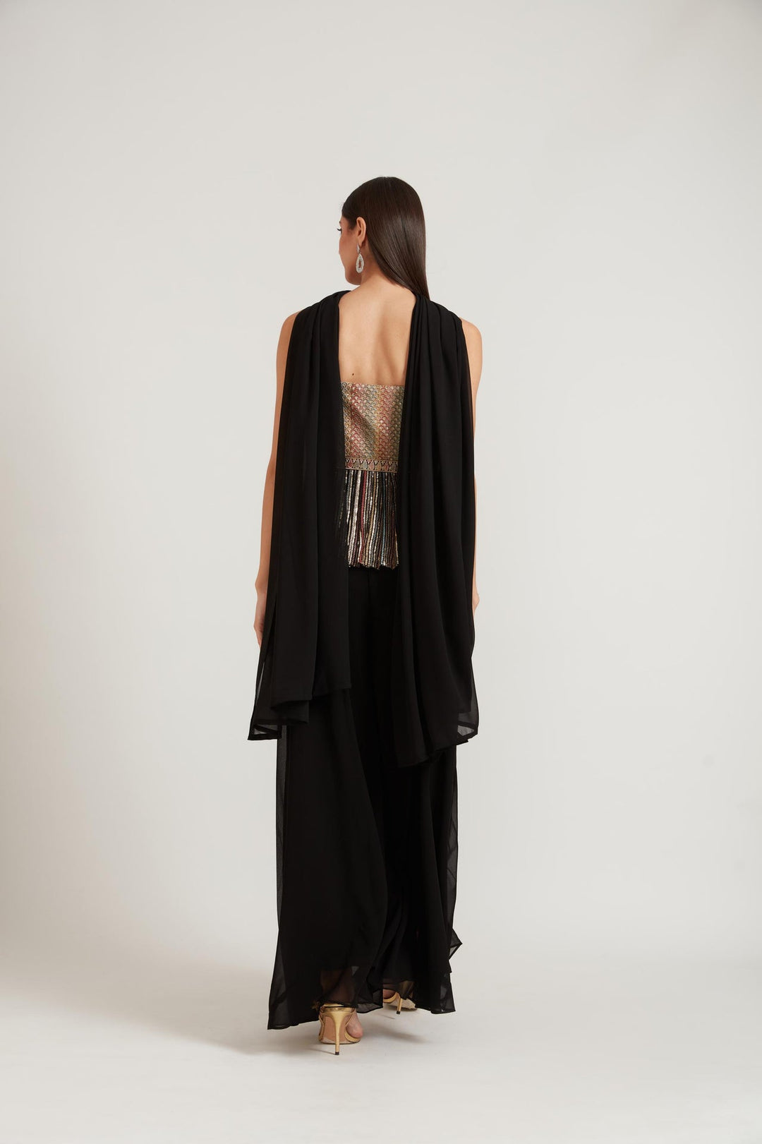 Neerus Black Georgette Embellished Suit Set - detail view 2