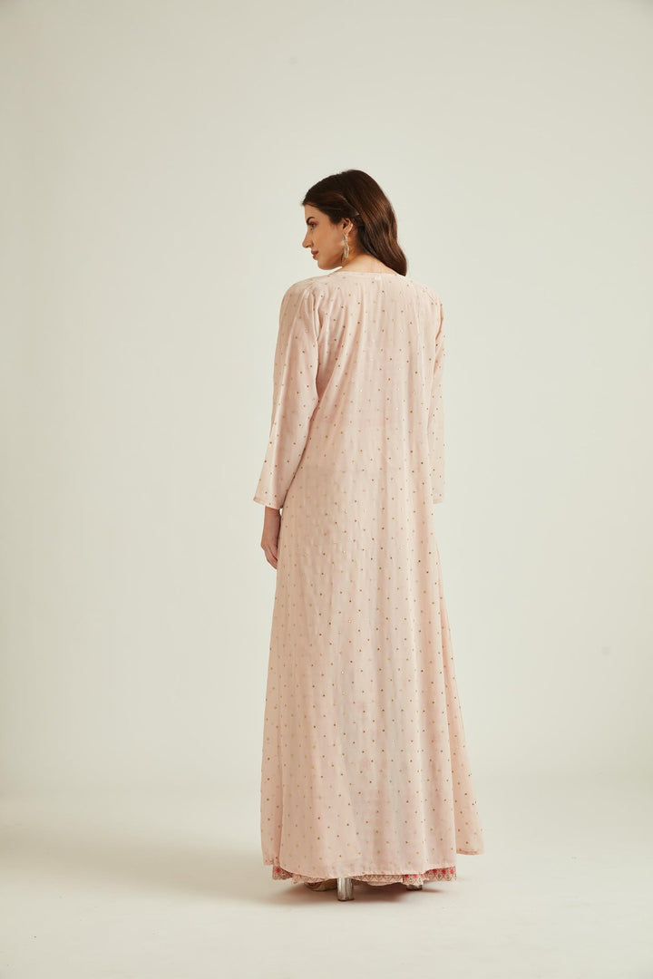 Neerus Pink georgette straight kurta set - side view