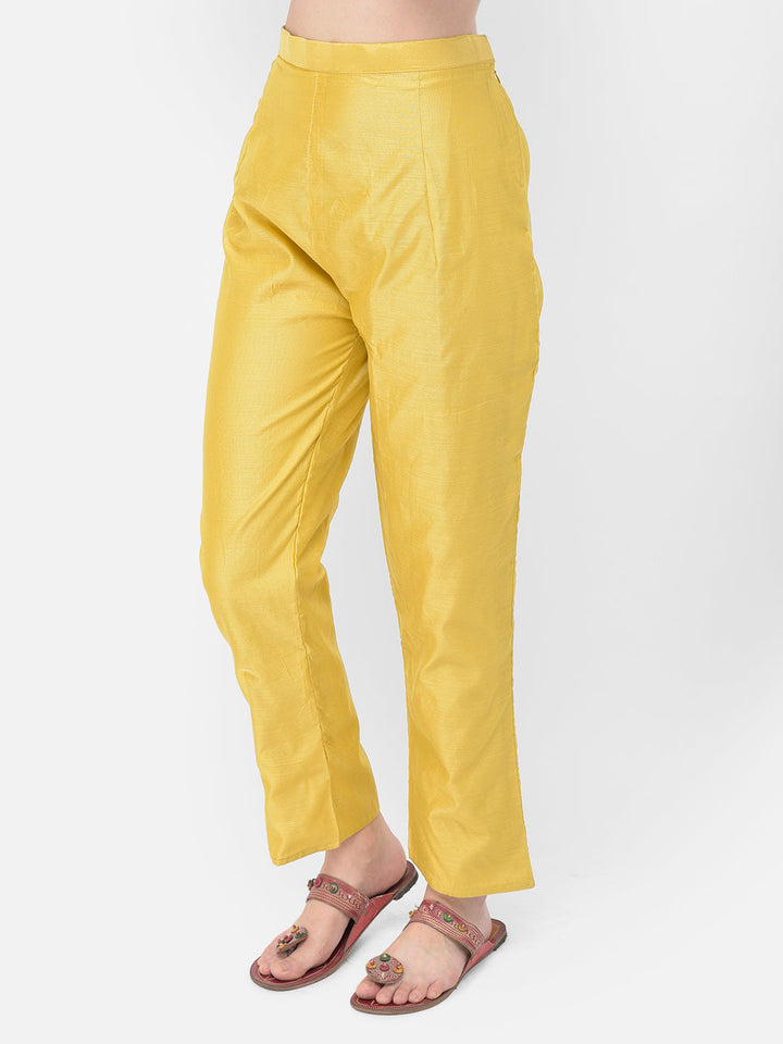 Neerus Yellow Chanderi Straight Suit Set - detail view 4