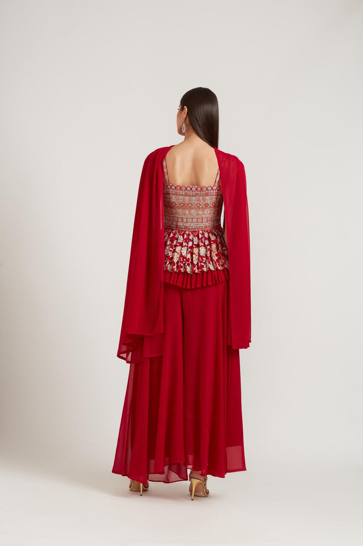 Neerus Pink georgette embroidered suit set - detail view 1