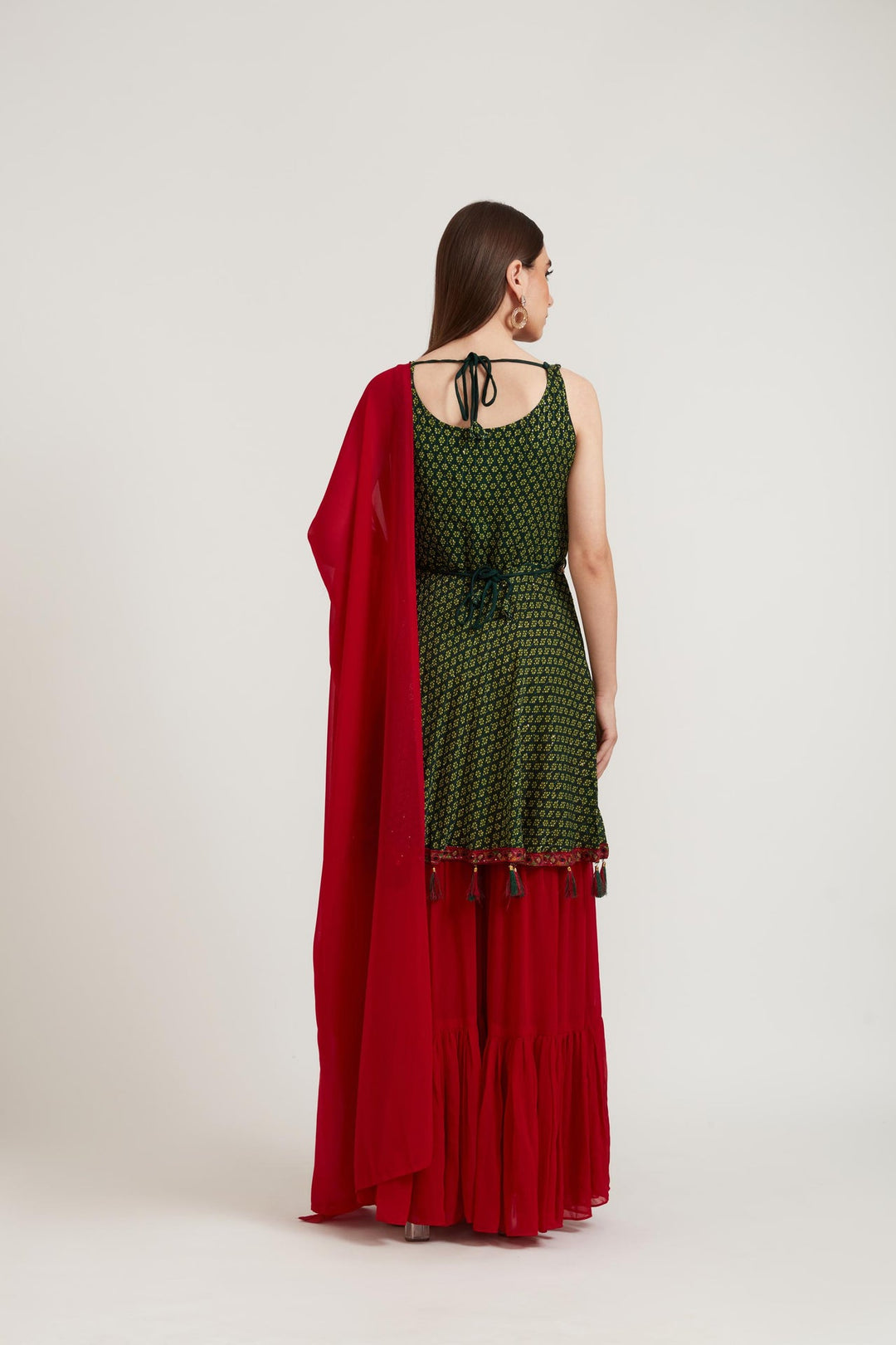 Neerus Green Georgette Embroidered Anarkali Suit Set - detail view 3