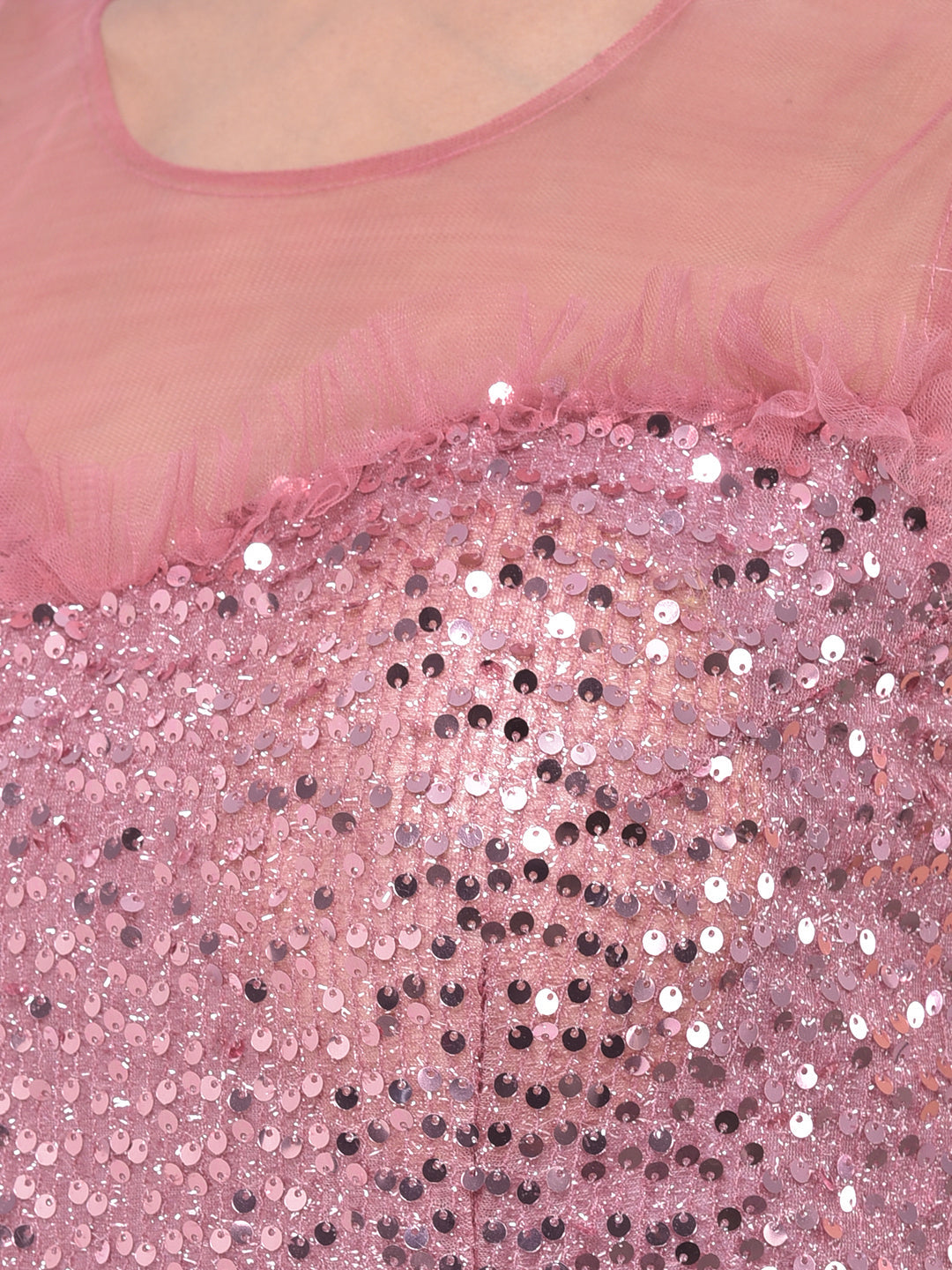 Neerus Pink net embellished gown - detail view 2
