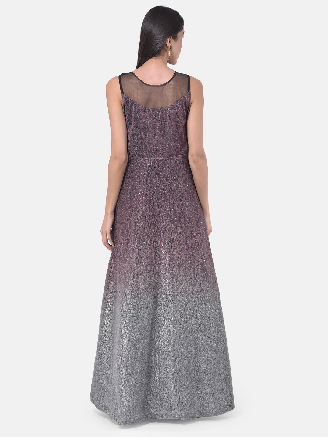 Neerus Maroon polyester embellished gown - detail view 1