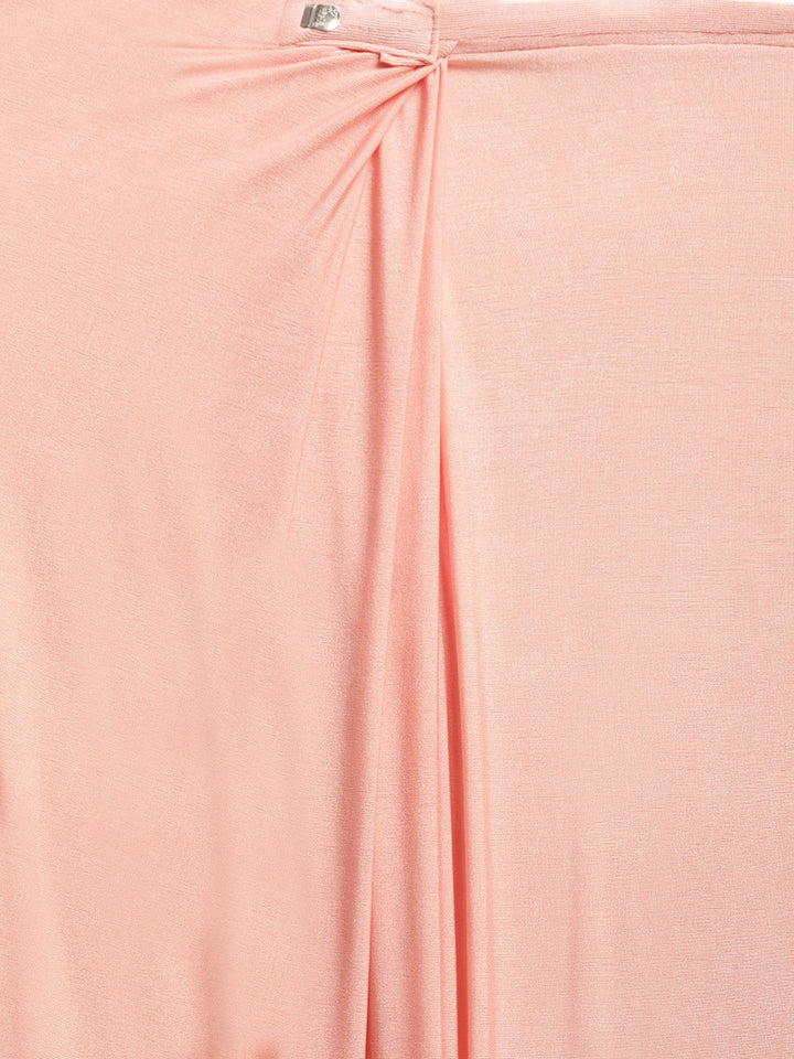 Neerus Orange georgette solid ready-to-wear saree - detail view 1
