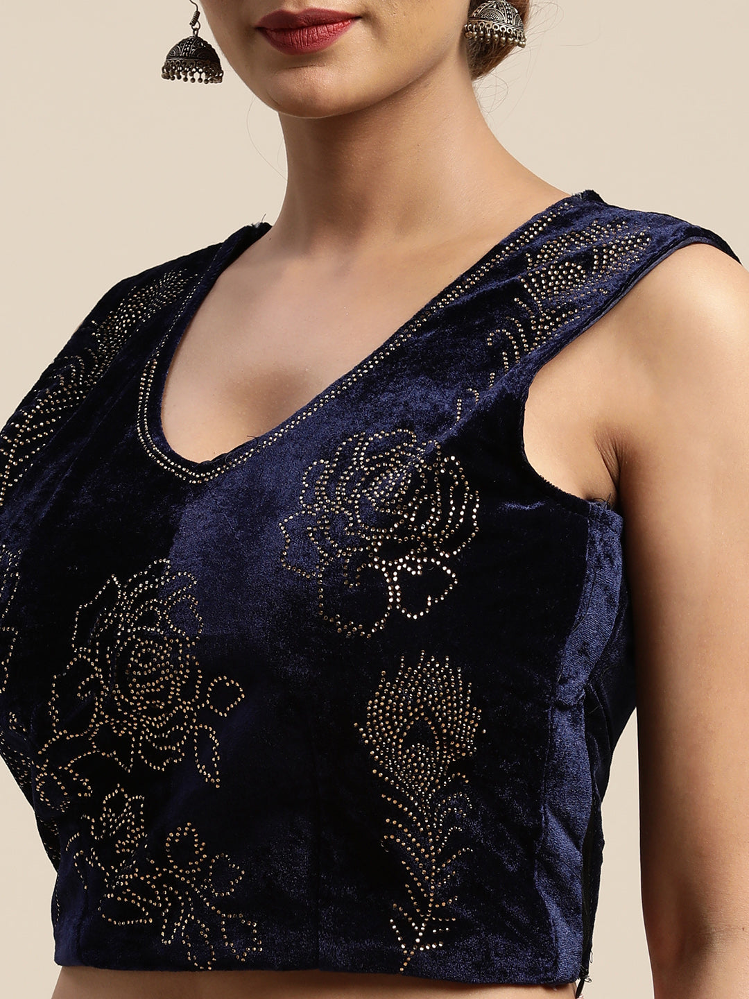Neerus Orange georgette solid ready-to-wear saree - detail view 2
