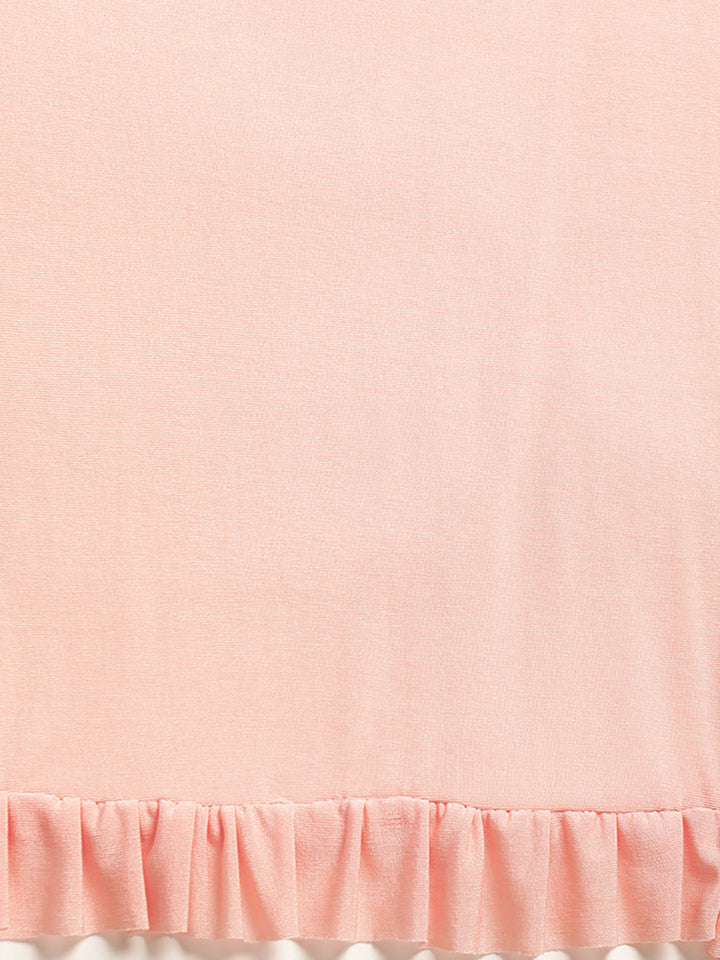 Neerus Orange georgette solid ready-to-wear saree - detail view 4
