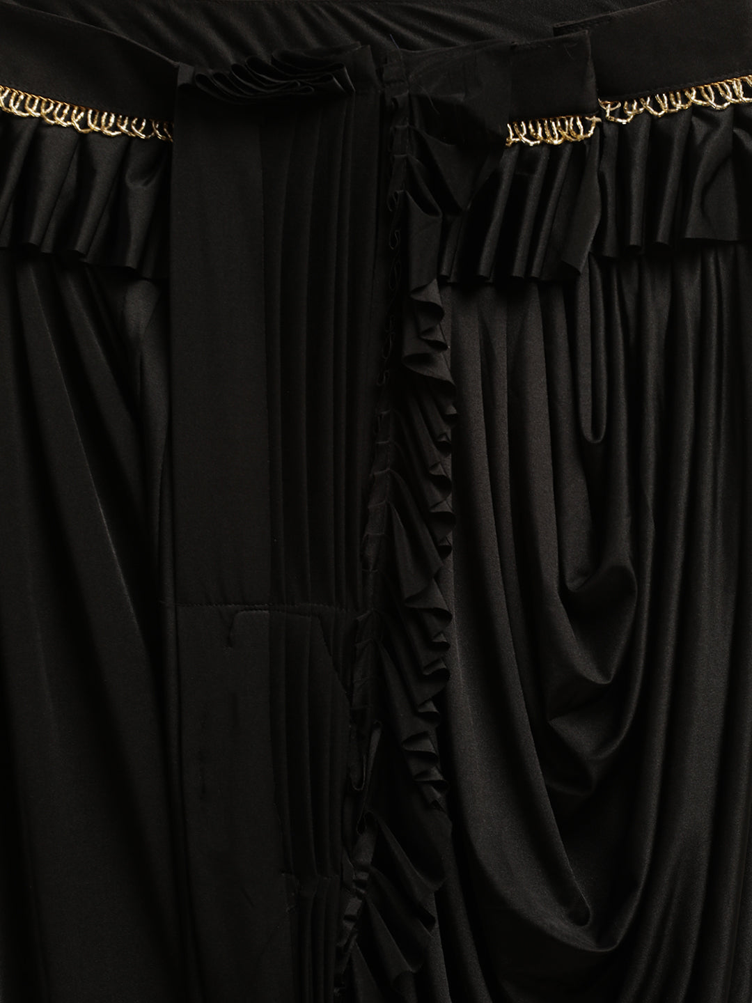Neerus Black georgette solid ready to wear saree - detail view 1