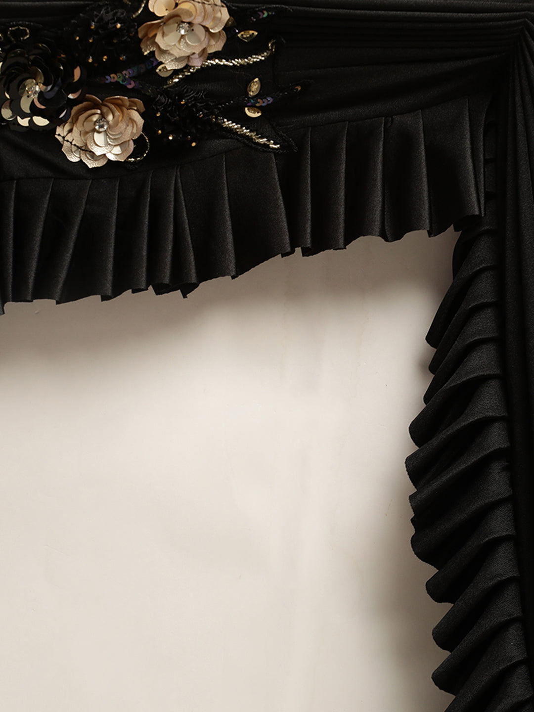 Neerus Black georgette solid ready to wear saree - detail view 3