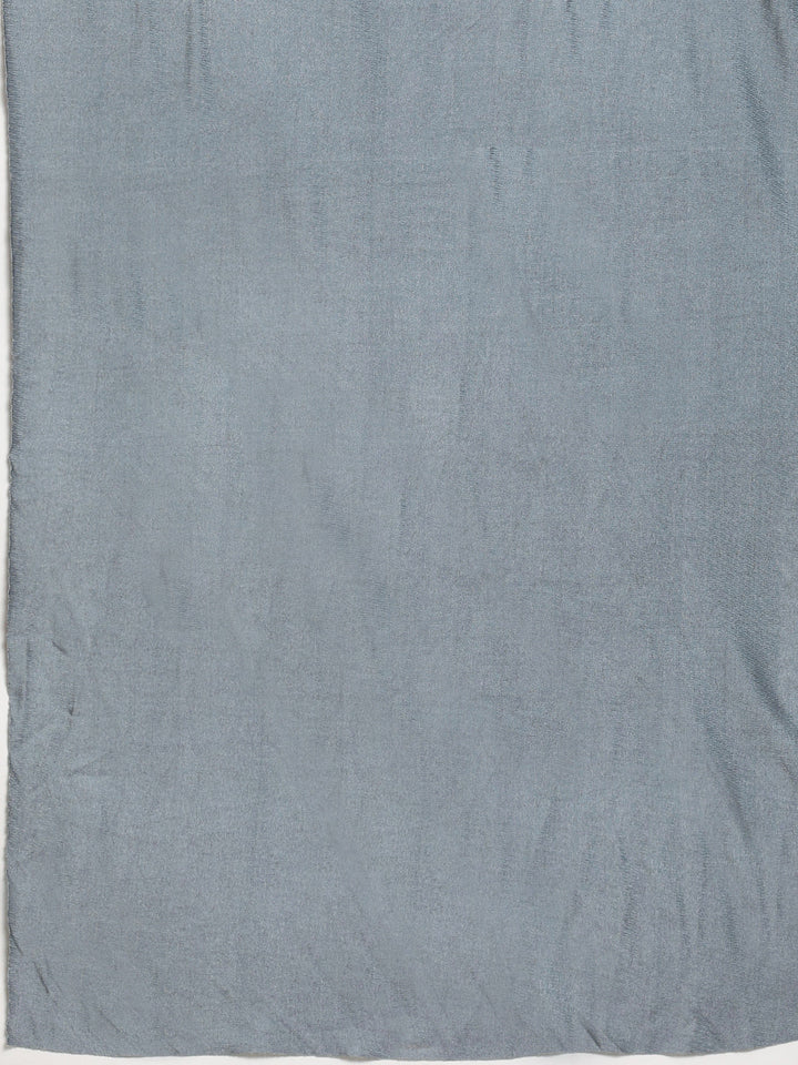 Neerus Grey georgette solid ready to wear saree - detail view 1