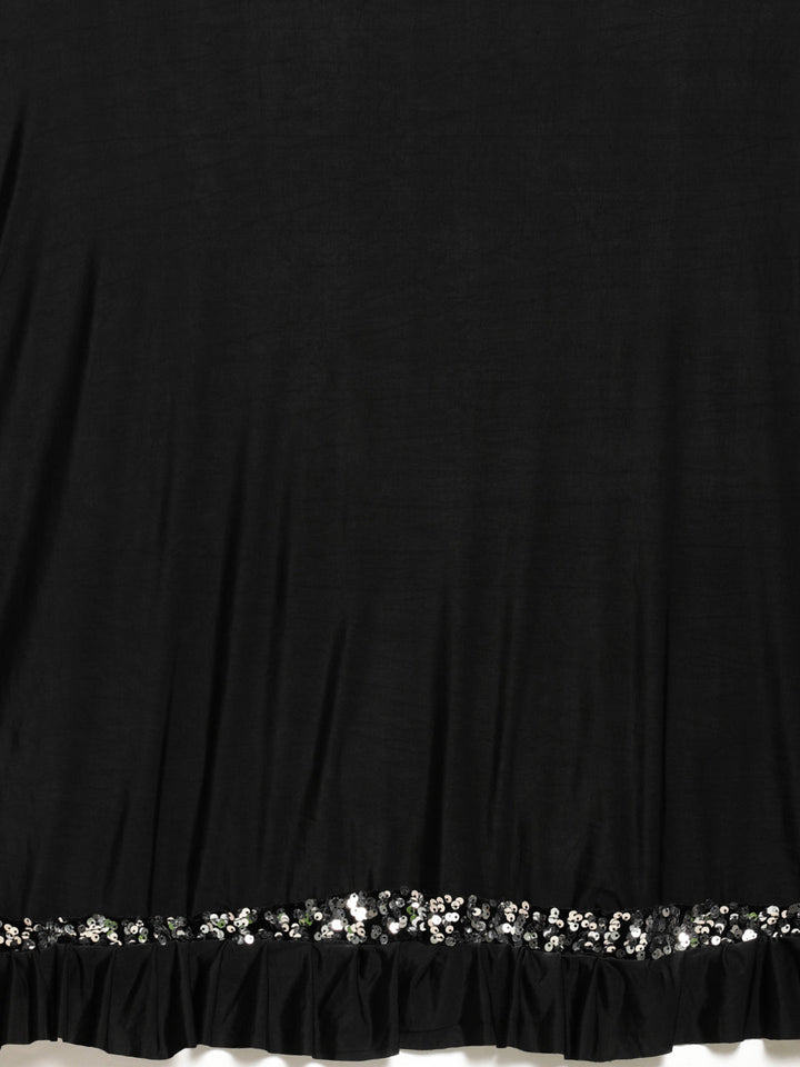 Neerus Black lycra draped saree - side view