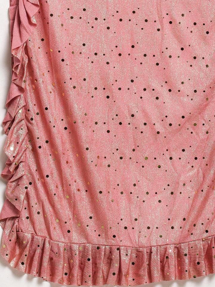 Neerus Orange polyester drape saree - detail view 1