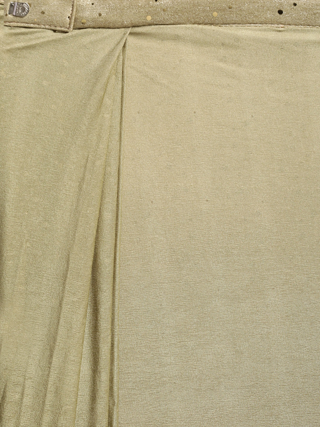 Neerus Green viscose rayon drape saree with stitched blouse - detail view 4