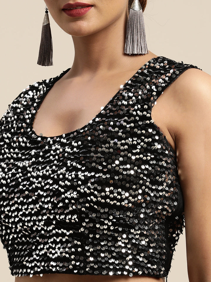 Neerus Blue printed ready to wear saree with blouse - detail view 3