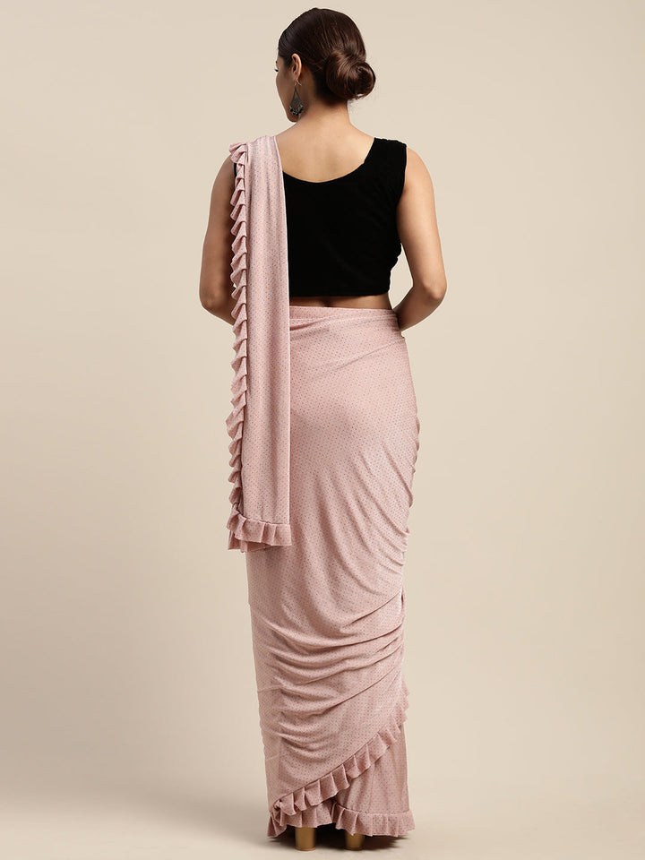 Neerus Orange embellished ready-to-wear saree with blouse - side view