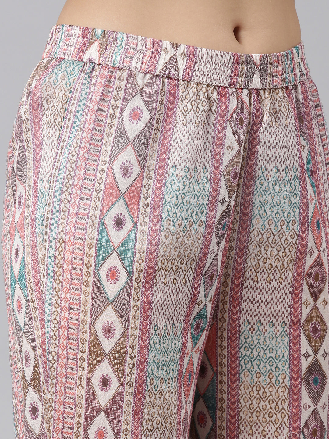Neerus Multi printed straight kurta set with dupatta - detail view 2