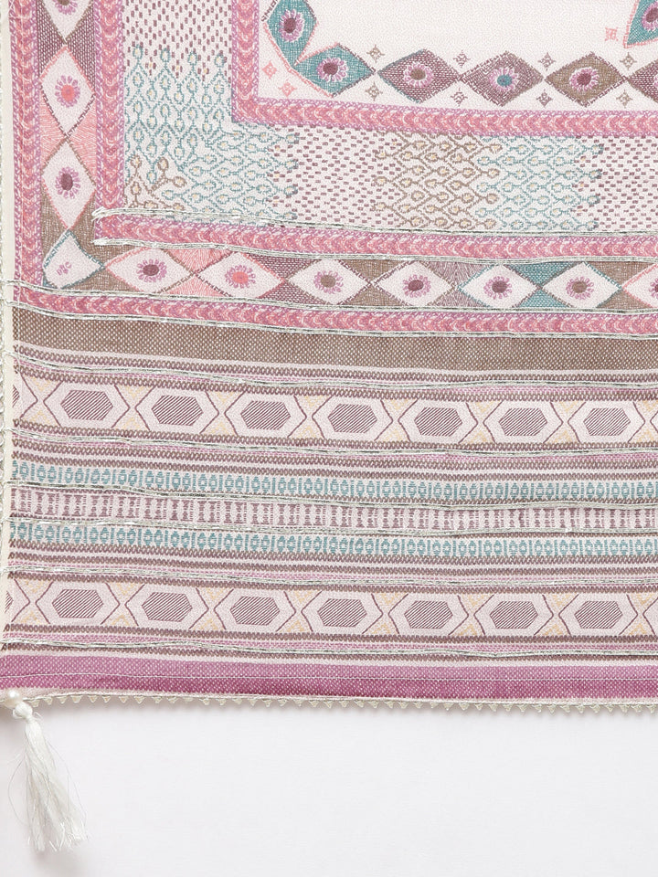 Neerus Multi printed straight kurta set with dupatta - detail view 3