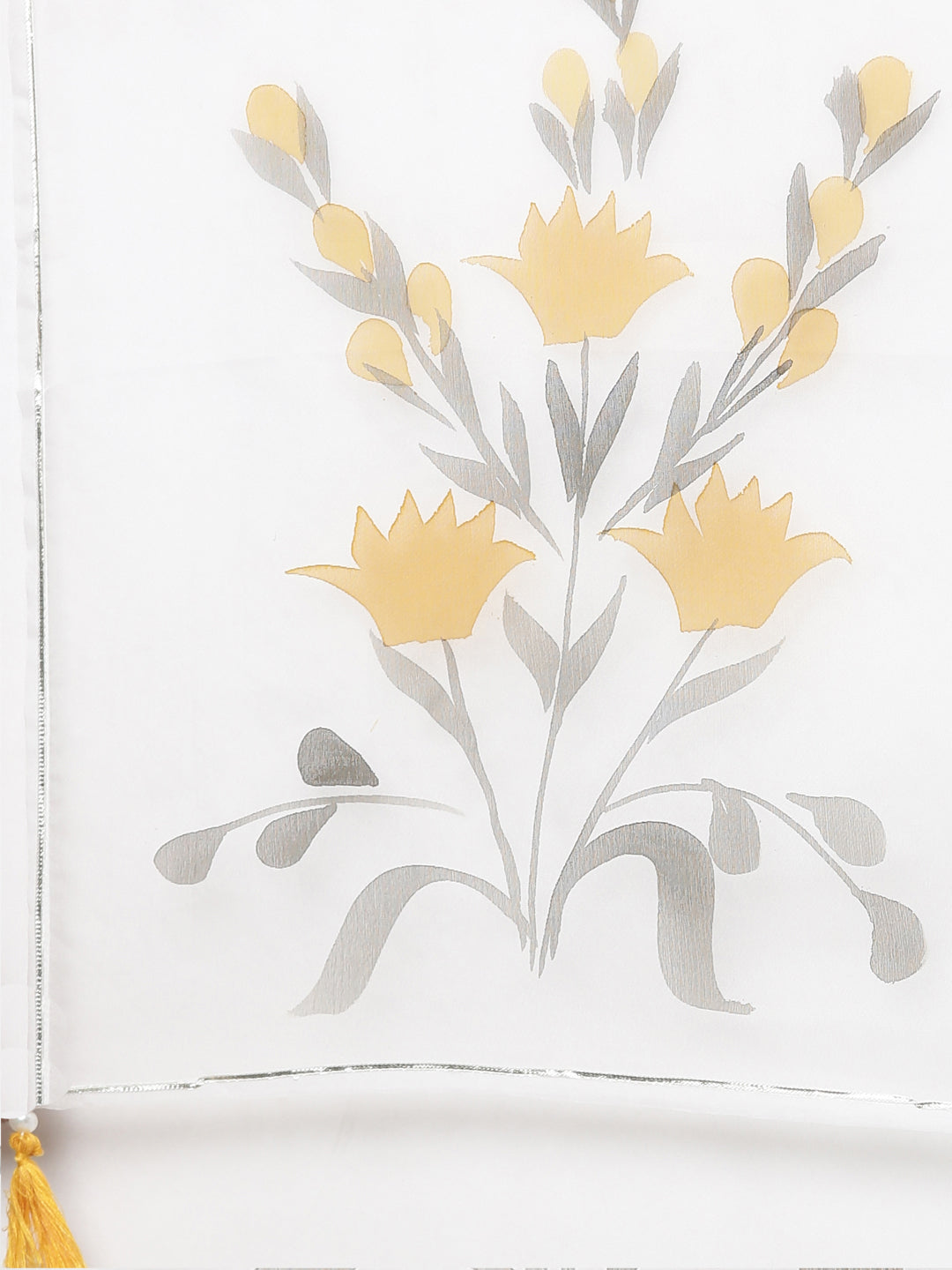 Neerus Yellow cotton printed kurta set with trouser and dupatta - detail view 4