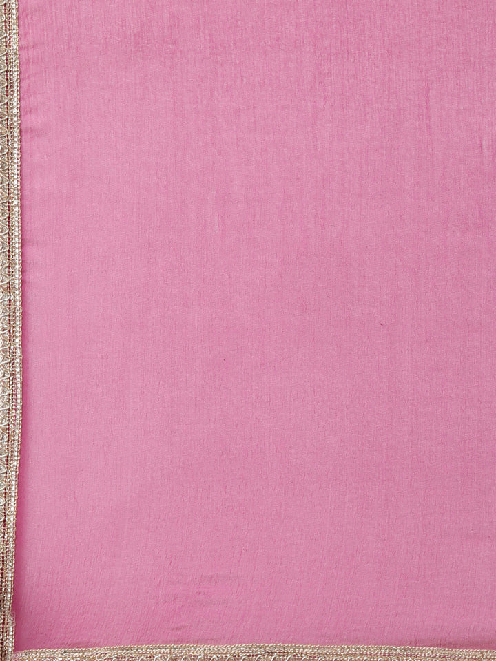Neerus Pink crepe printed suit set - detail view 4