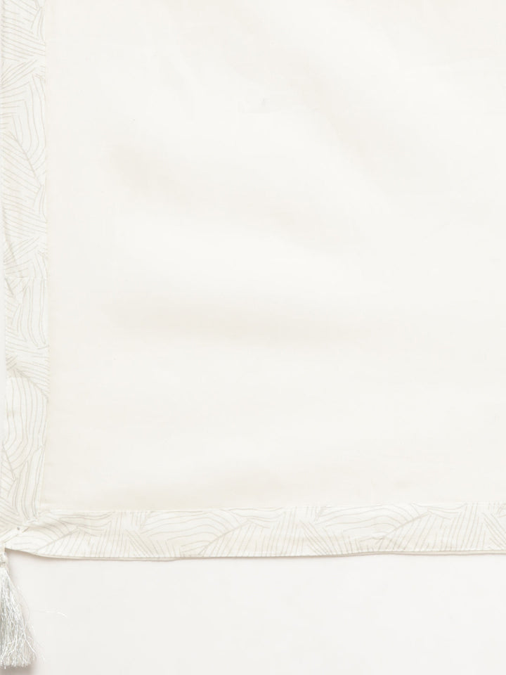 Neerus White floral printed straight suit set - detail view 4