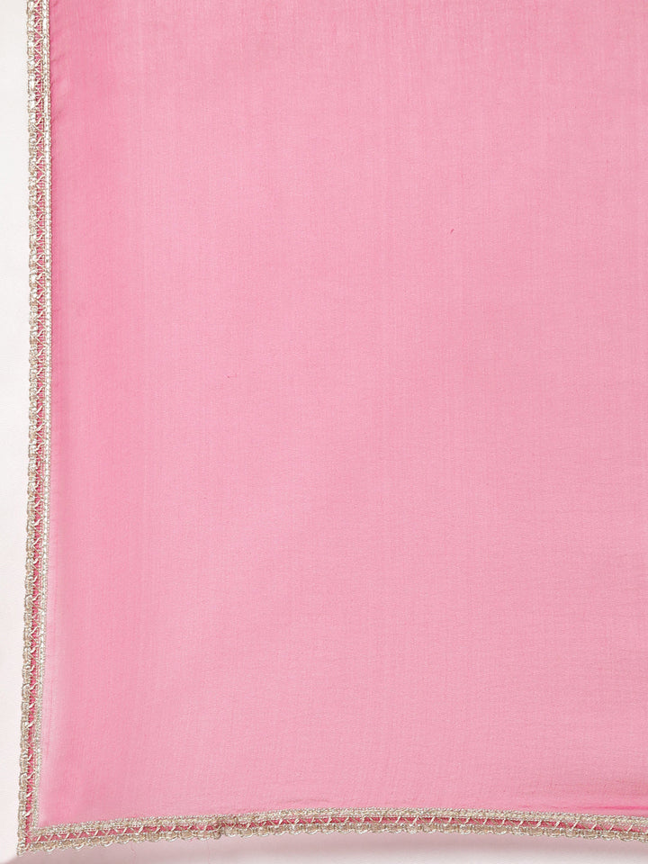 Neerus Pink muslin printed suit set - detail view 4
