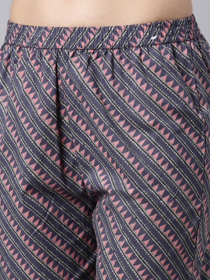 Neerus Grey cotton printed suit set - detail view 3