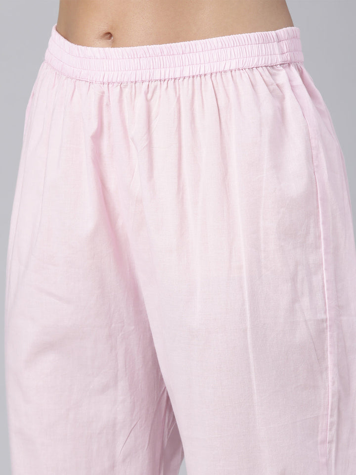 Neerus Pink printed floral straight suit set - detail view 3