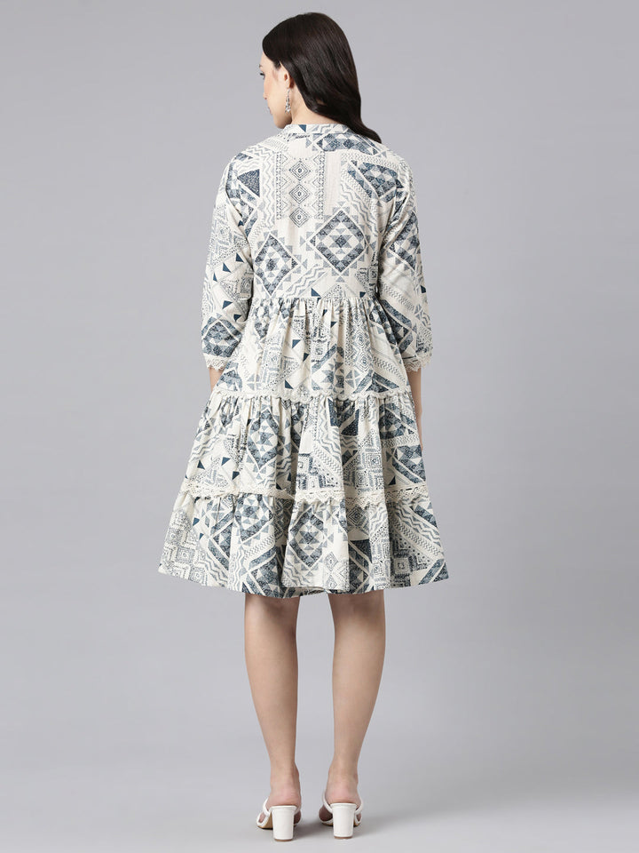 Neerus White embellished anarkali kurti - side view