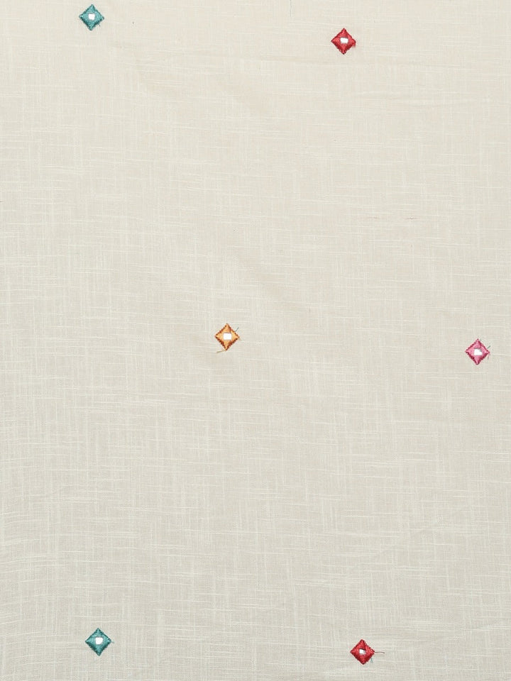 Neerus Beige cotton embroidered kurta - detail view 4