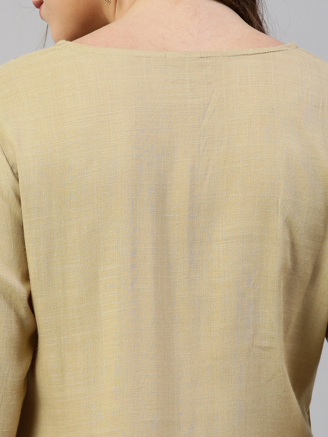 Neerus Beige rayon embellished high-low kurta - detail view 3