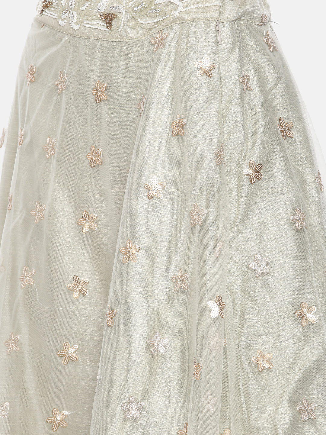 Neerus Grey net embellished lehenga set - detail view 5