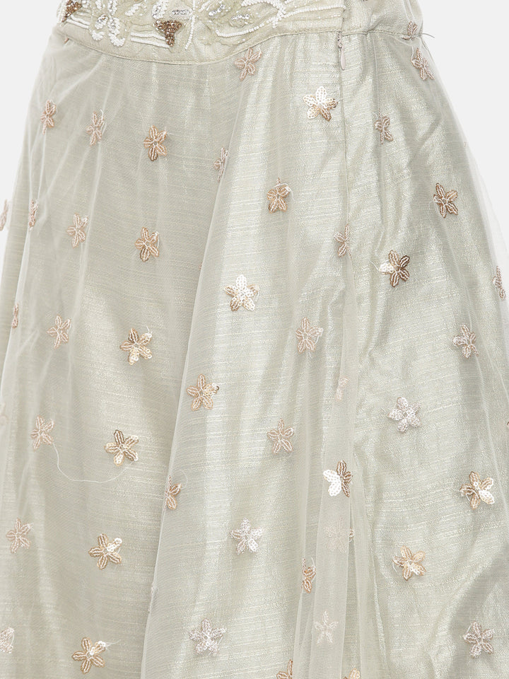 Neerus Grey net embellished lehenga set - detail view 5