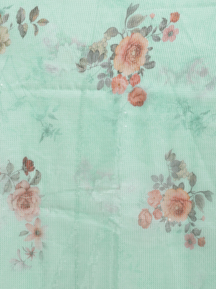 Neerus Blue Organza Saree - side view
