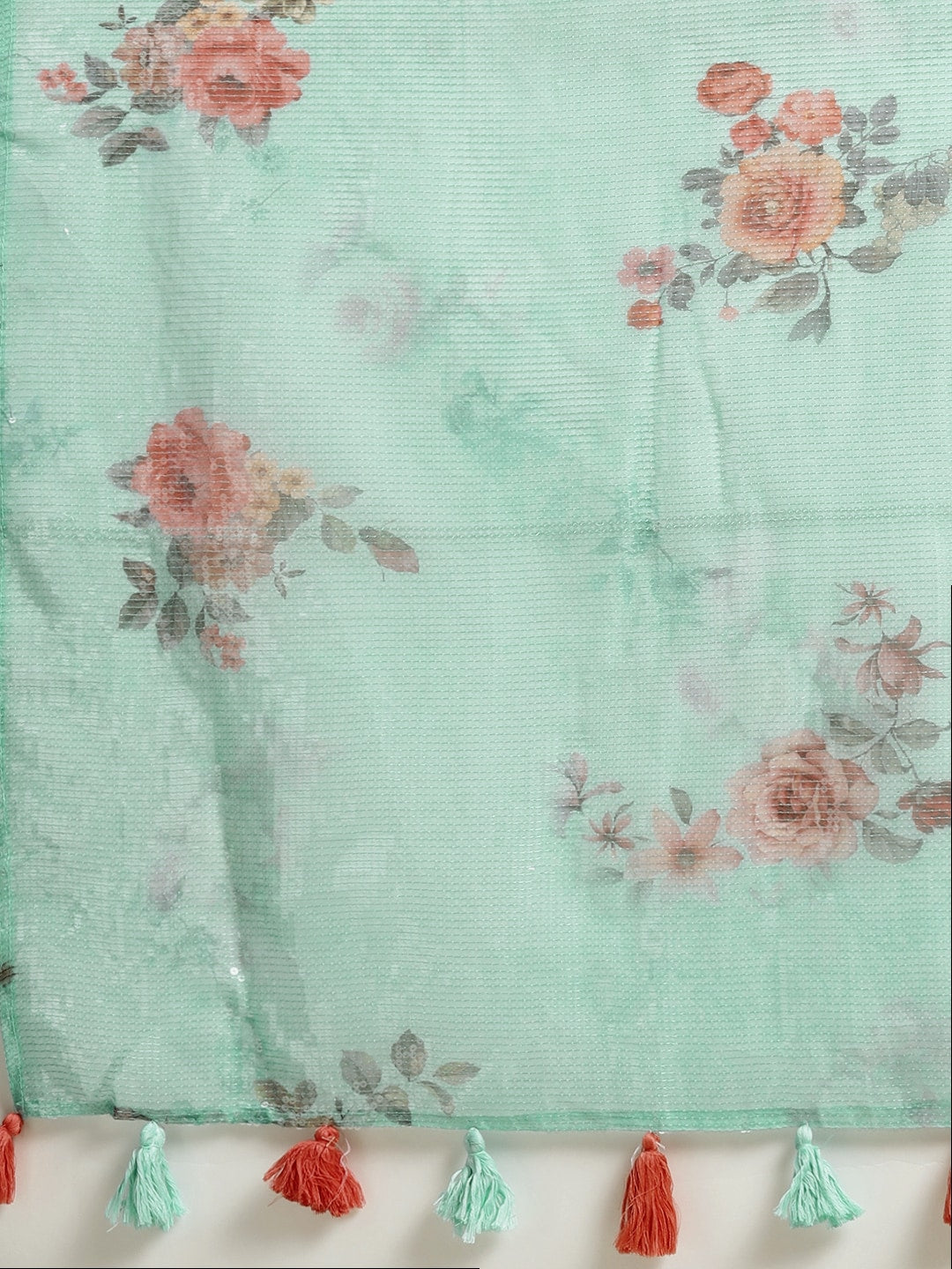 Neerus Blue Organza Saree - detail view 1