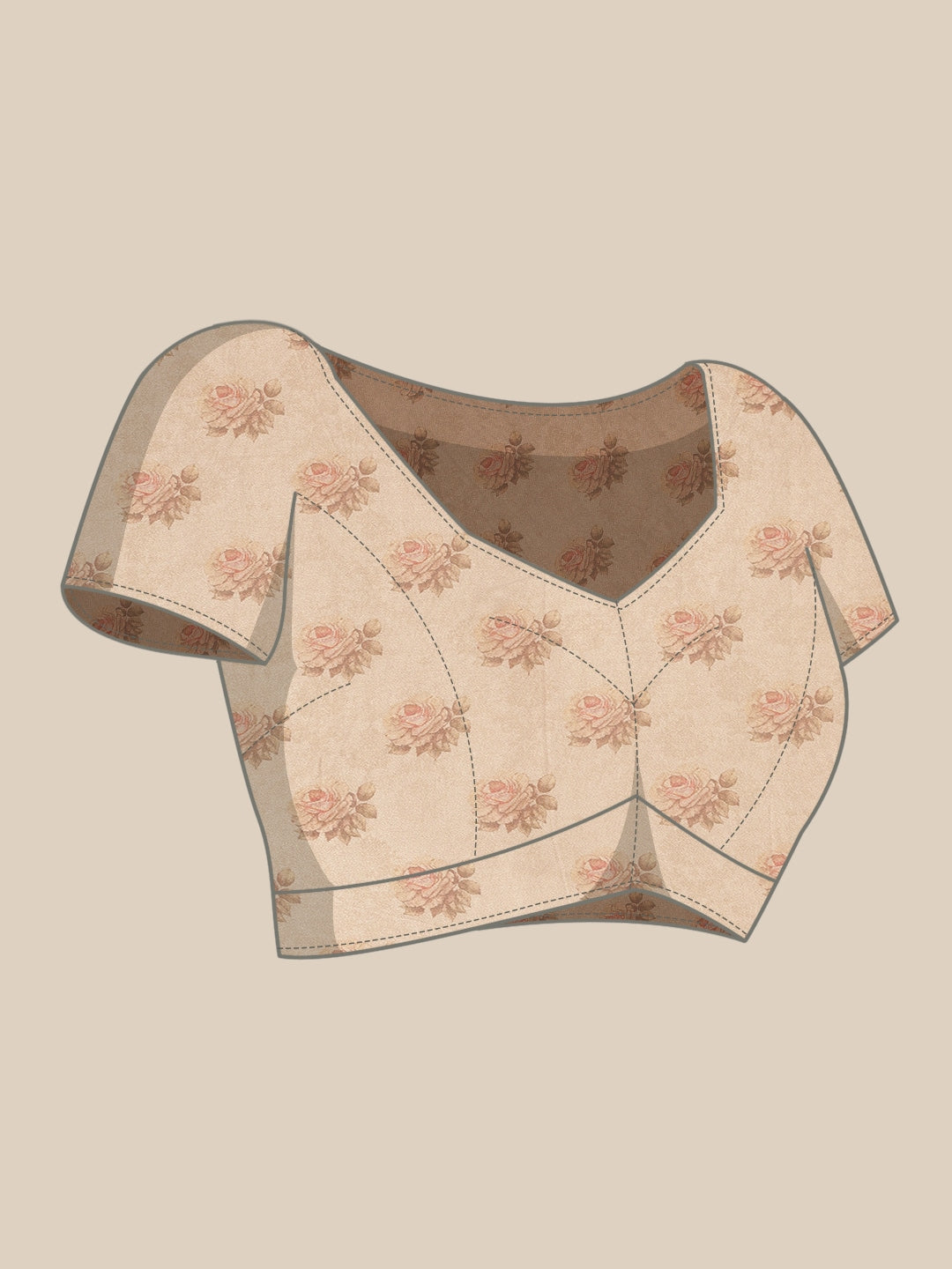 Neerus Beige organza embellished saree - detail view 2
