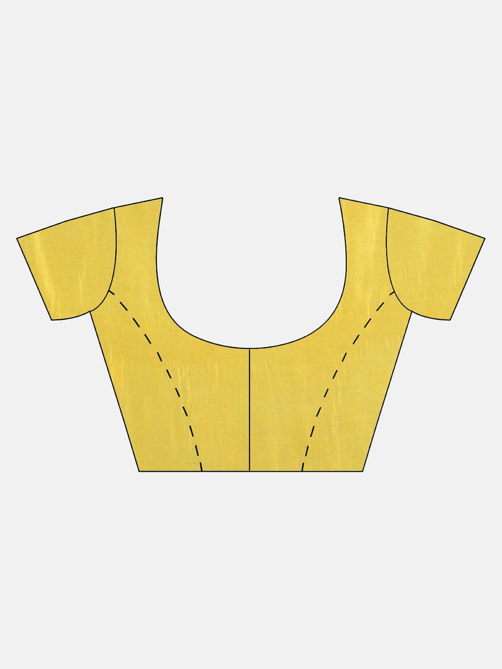 Neerus Yellow Banarasi printed saree with blouse piece - detail view 2