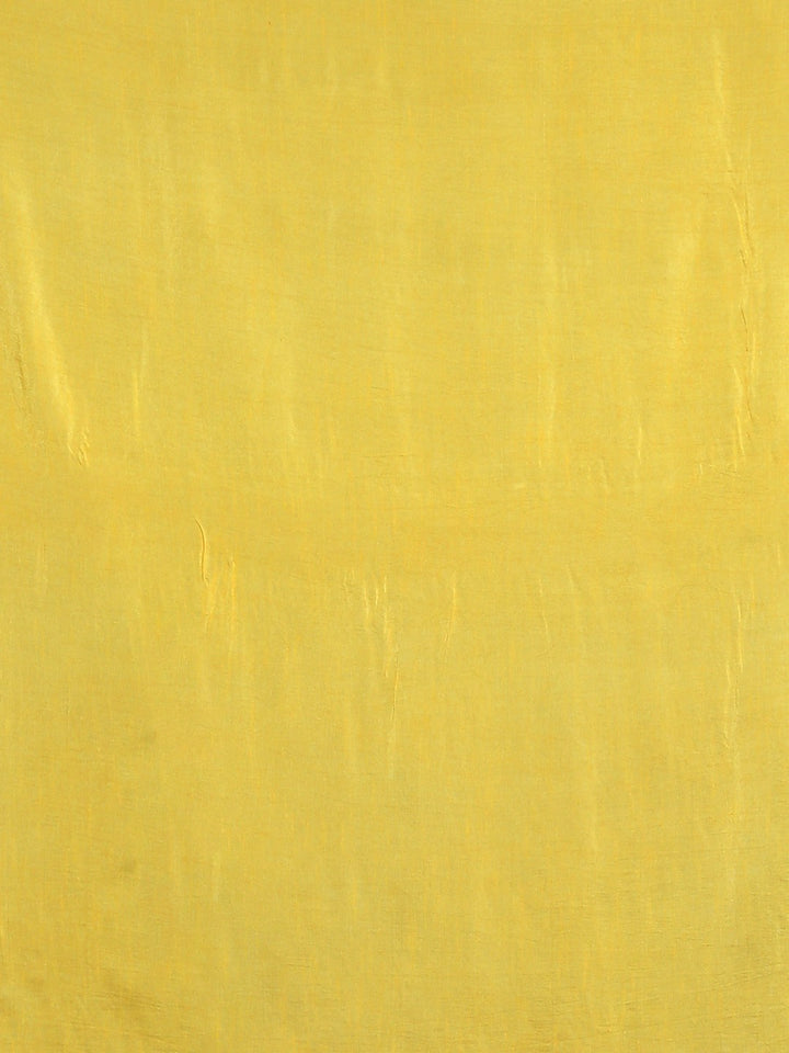 Neerus Yellow Banarasi printed saree with blouse piece - detail view 3