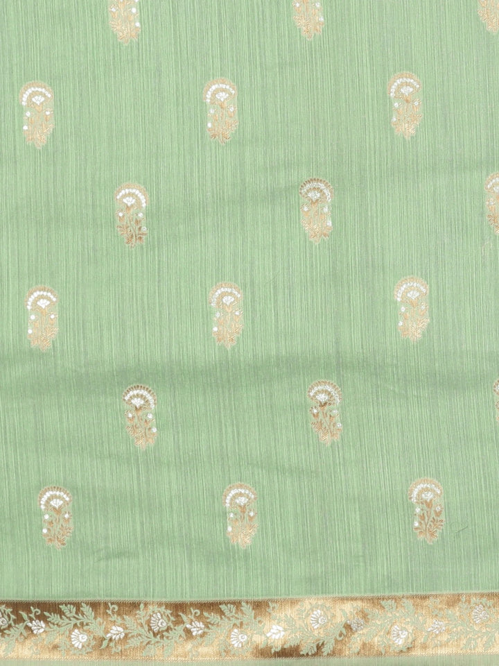 Neerus Green Banarasi woven saree - side view
