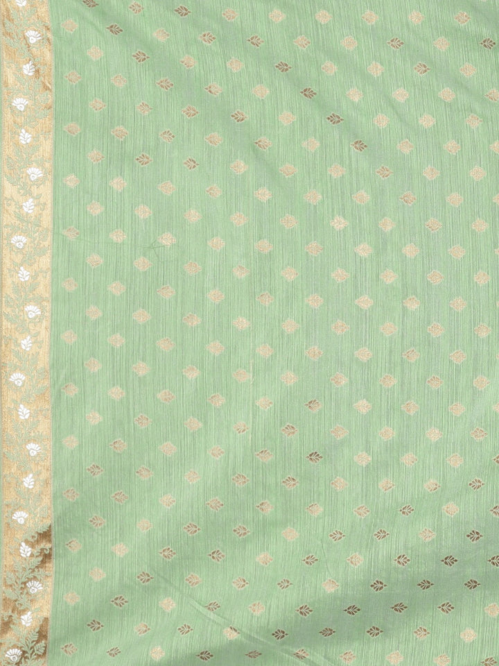 Neerus Green Banarasi woven saree - detail view 3