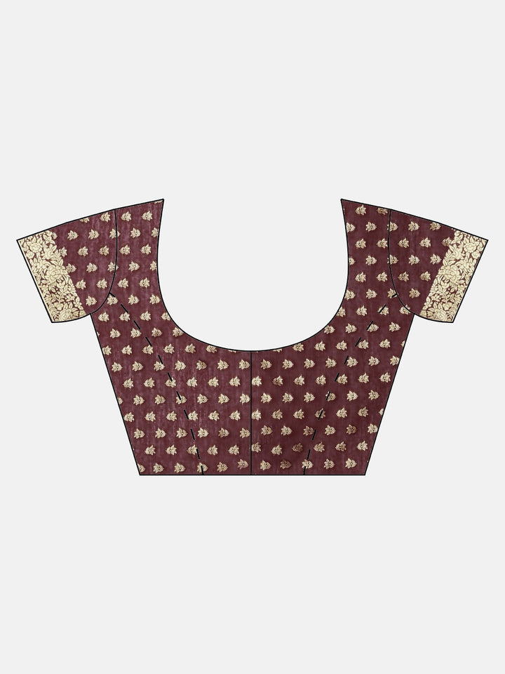 Neerus Maroon Banarasi woven saree - detail view 2