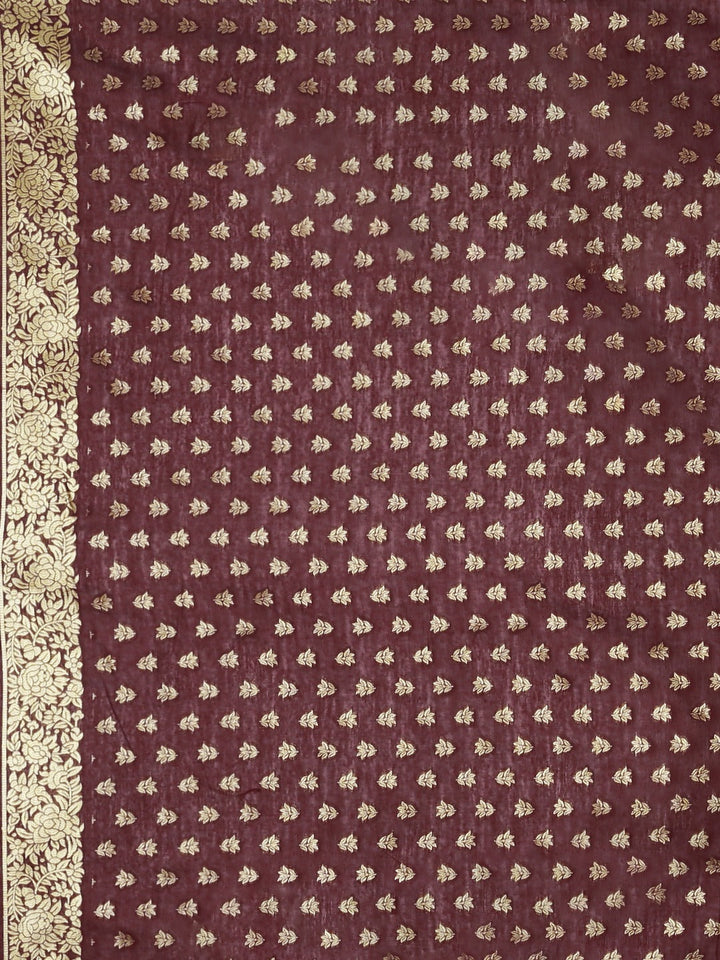 Neerus Maroon Banarasi woven saree - detail view 3