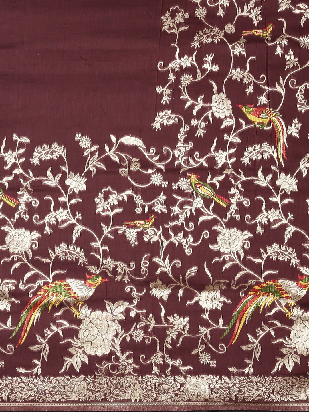 Neerus Maroon Banarasi woven saree - side view