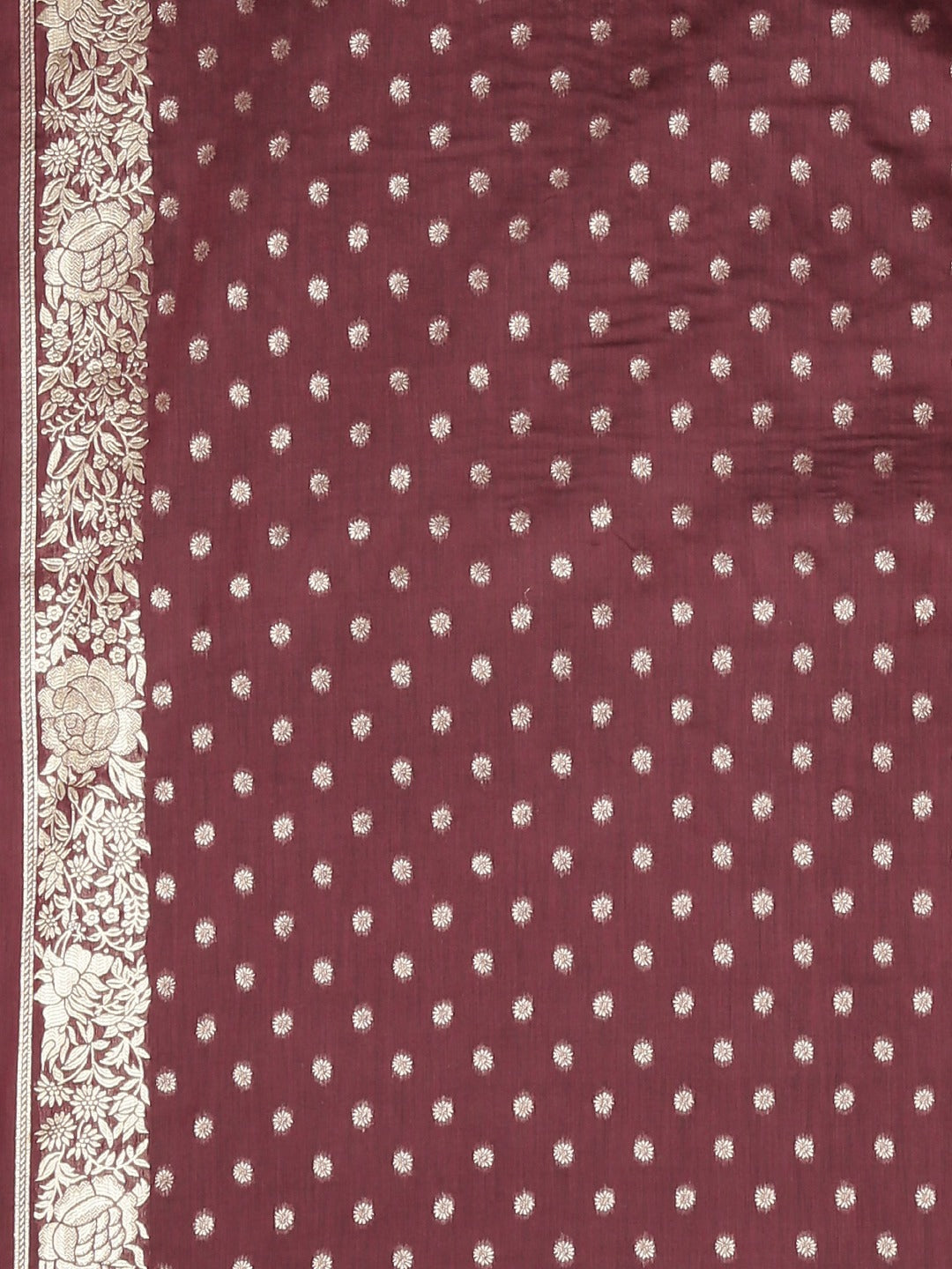 Neerus Maroon Banarasi woven saree - detail view 3
