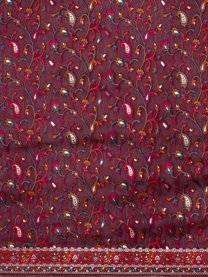 Neerus Maroon Banarasi woven saree - side view