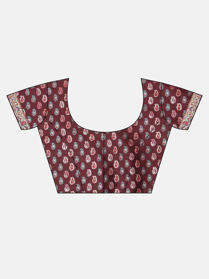 Neerus Maroon Banarasi woven saree - detail view 2