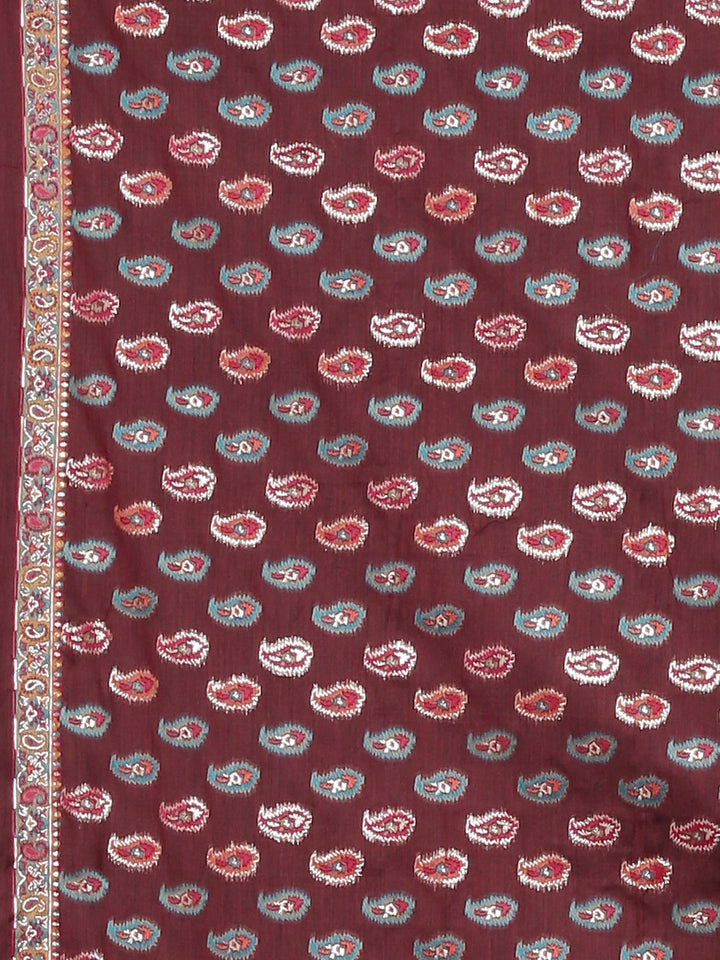 Neerus Maroon Banarasi woven saree - detail view 3